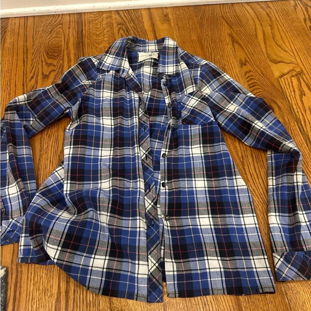 Maje Blue Plaid Button-Down Shirt size M